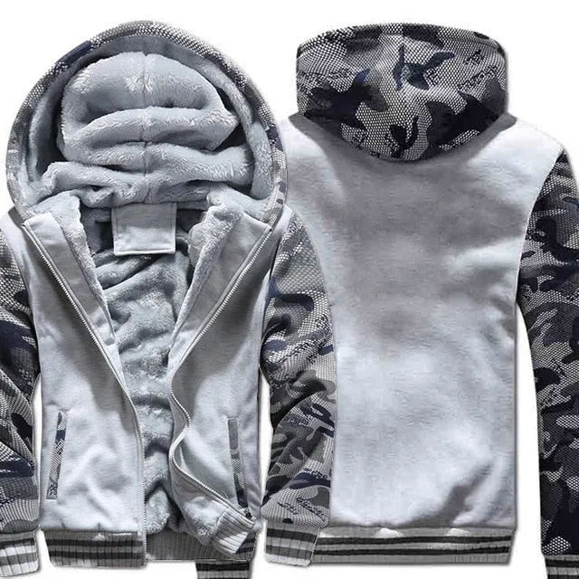 2019 new Winter Warm Hoodies wool liner tracksuits Coat men Thick Zipper Jacket male solid color no print Sweatshirt size M-4XL