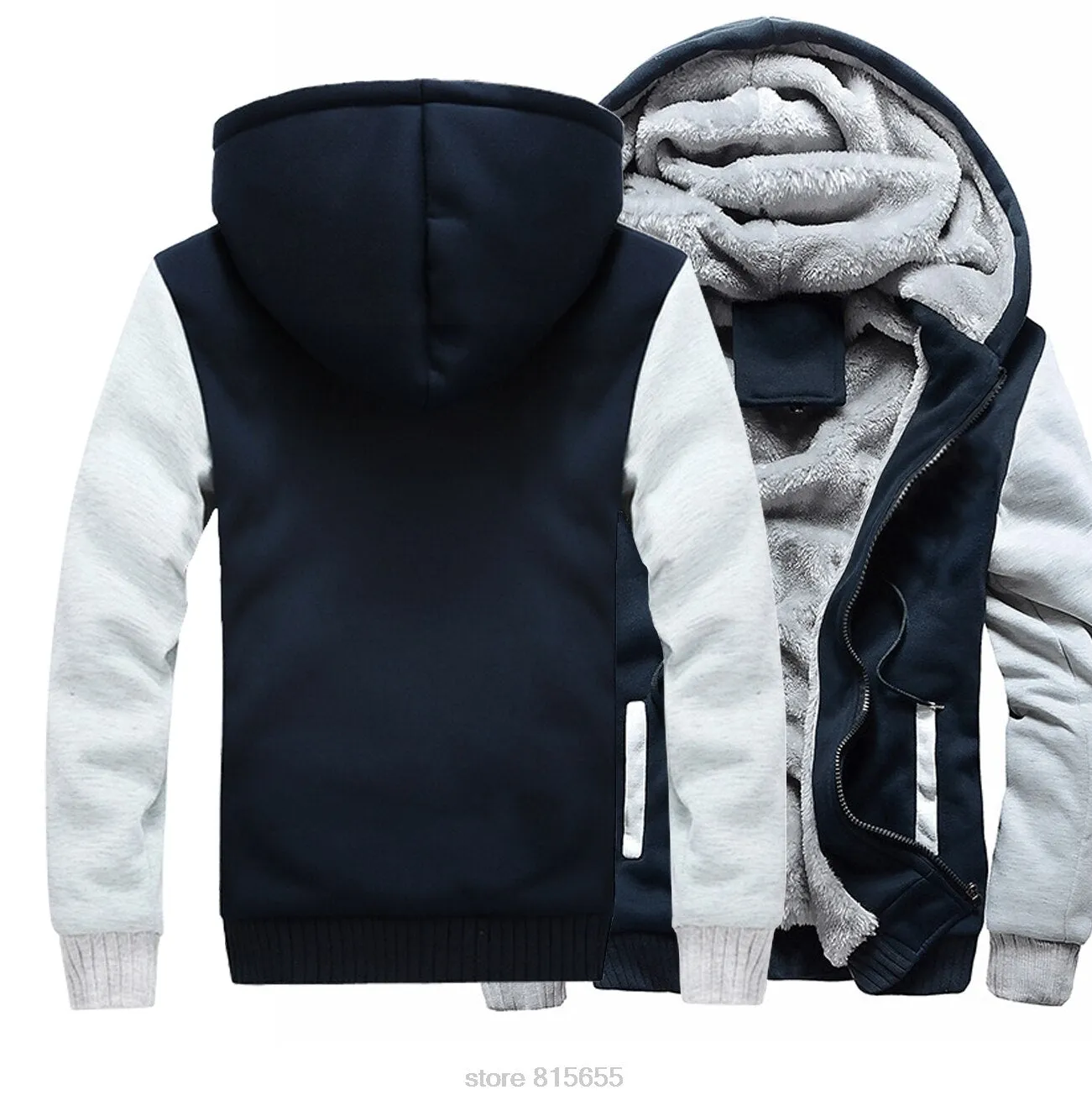 2019 new Winter Warm Hoodies wool liner tracksuits Coat men Thick Zipper Jacket male solid color no print Sweatshirt size M-4XL