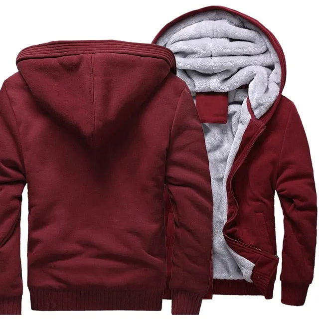 2019 new Winter Warm Hoodies wool liner tracksuits Coat men Thick Zipper Jacket male solid color no print Sweatshirt size M-4XL