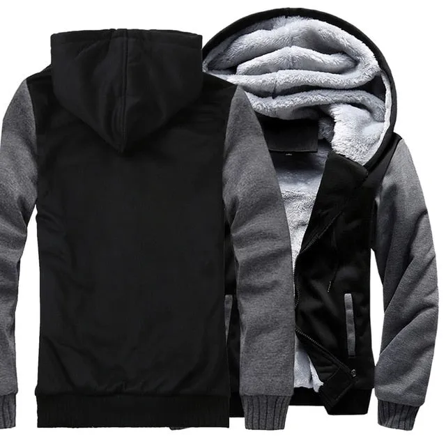 2019 new Winter Warm Hoodies wool liner tracksuits Coat men Thick Zipper Jacket male solid color no print Sweatshirt size M-4XL