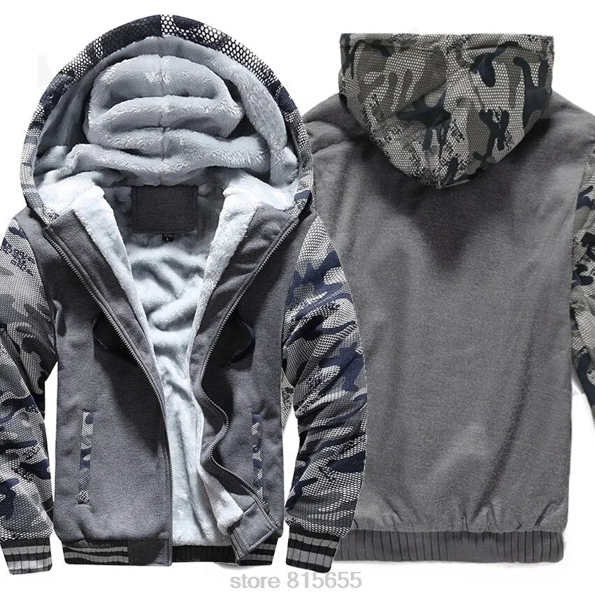 2019 new Winter Warm Hoodies wool liner tracksuits Coat men Thick Zipper Jacket male solid color no print Sweatshirt size M-4XL