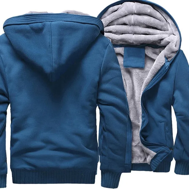 2019 new Winter Warm Hoodies wool liner tracksuits Coat men Thick Zipper Jacket male solid color no print Sweatshirt size M-4XL