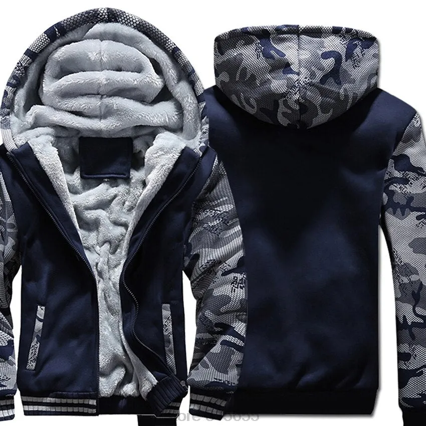 2019 new Winter Warm Hoodies wool liner tracksuits Coat men Thick Zipper Jacket male solid color no print Sweatshirt size M-4XL
