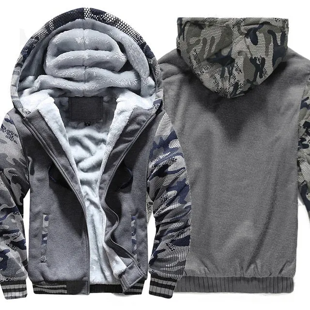 2019 new Winter Warm Hoodies wool liner tracksuits Coat men Thick Zipper Jacket male solid color no print Sweatshirt size M-4XL
