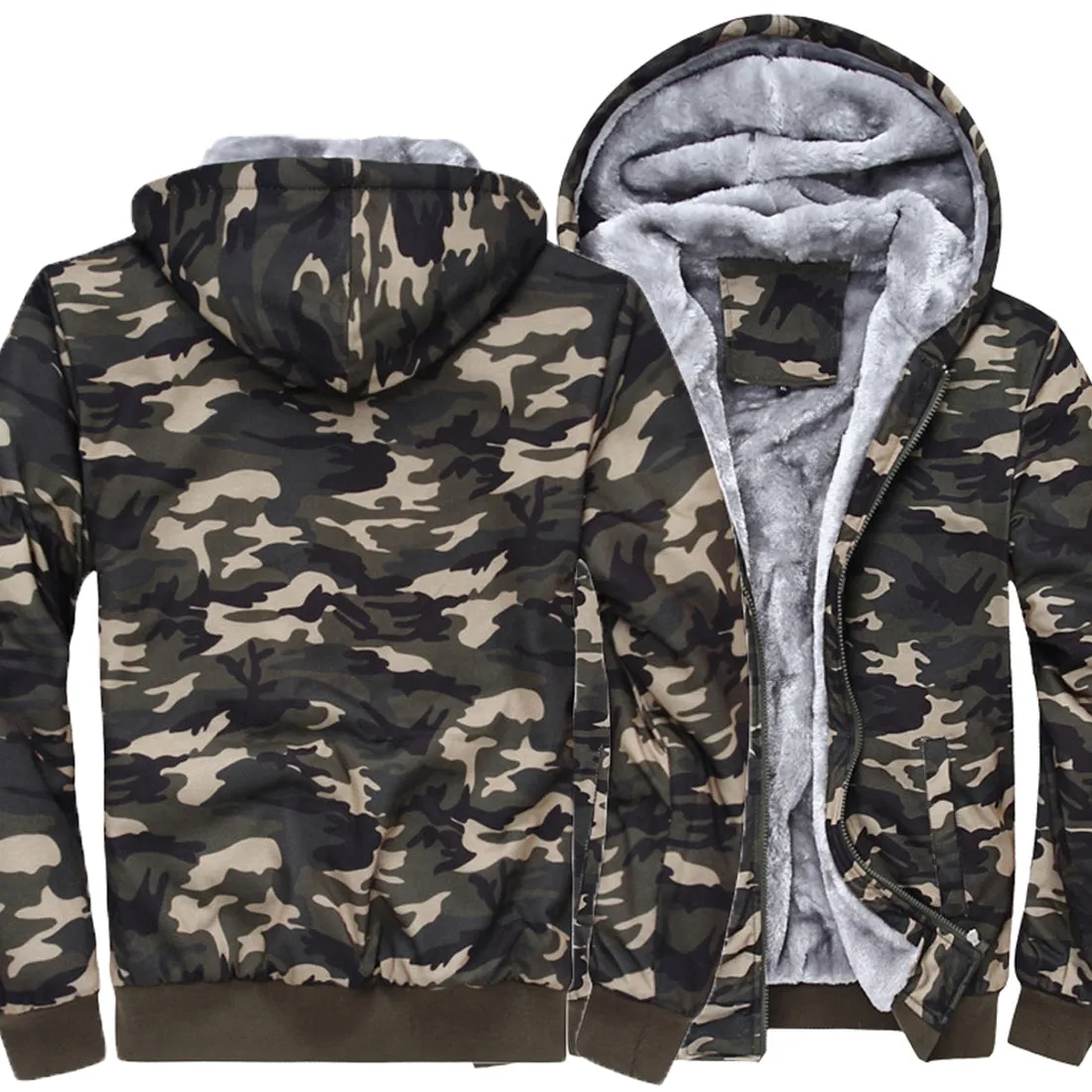 2019 new Winter Warm Hoodies wool liner tracksuits Coat men Thick Zipper Jacket male solid color no print Sweatshirt size M-4XL