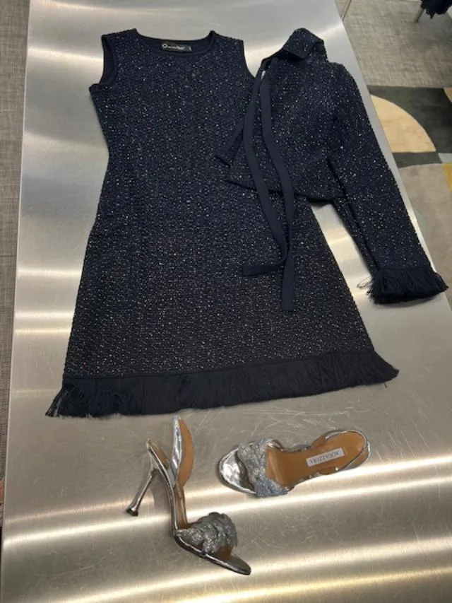 24PN193/194TWE 2pc sequin tweed dress suit