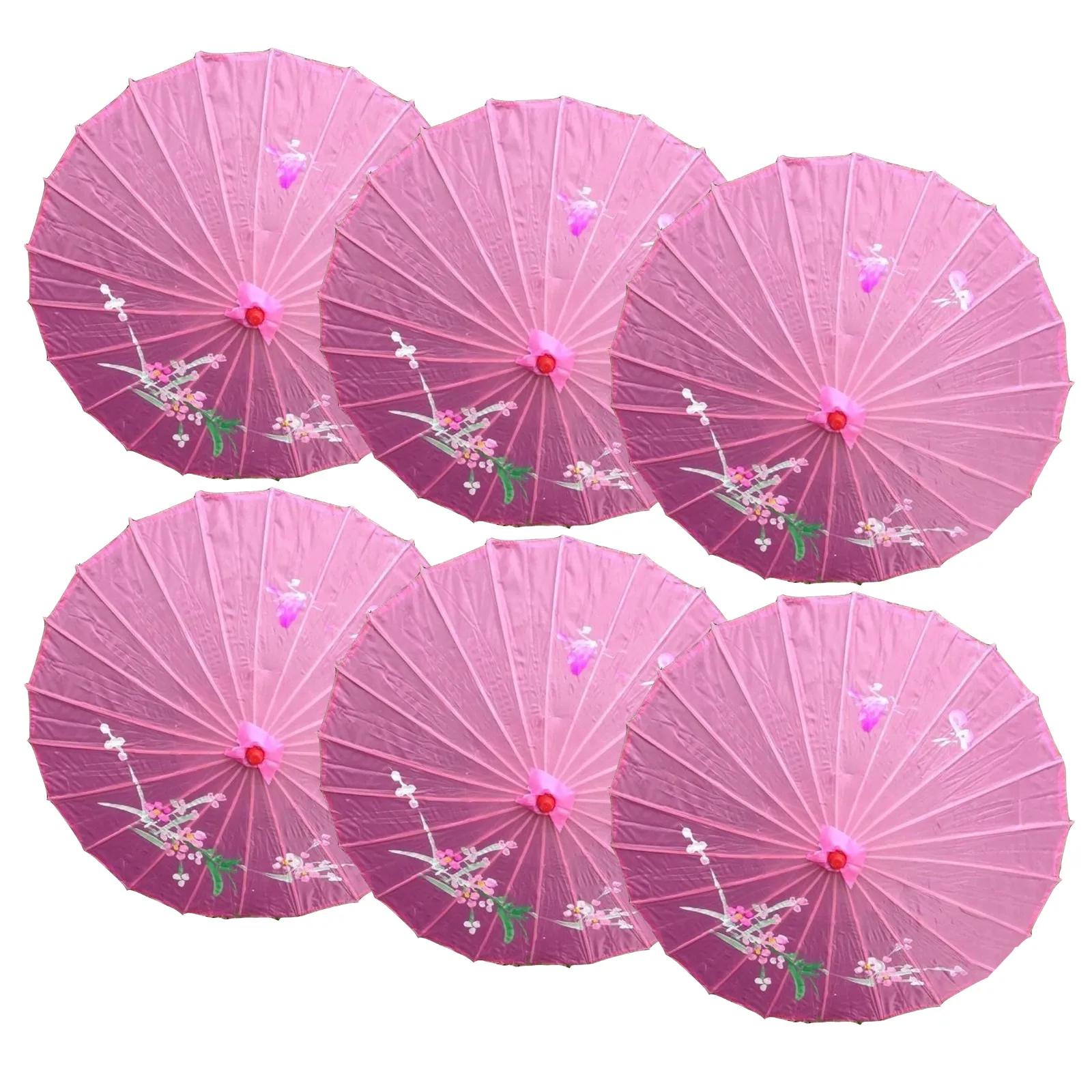 6x PARASOL UMBRELLA Chinese Japanese Bamboo Flower Pattern 80cm Large BULK