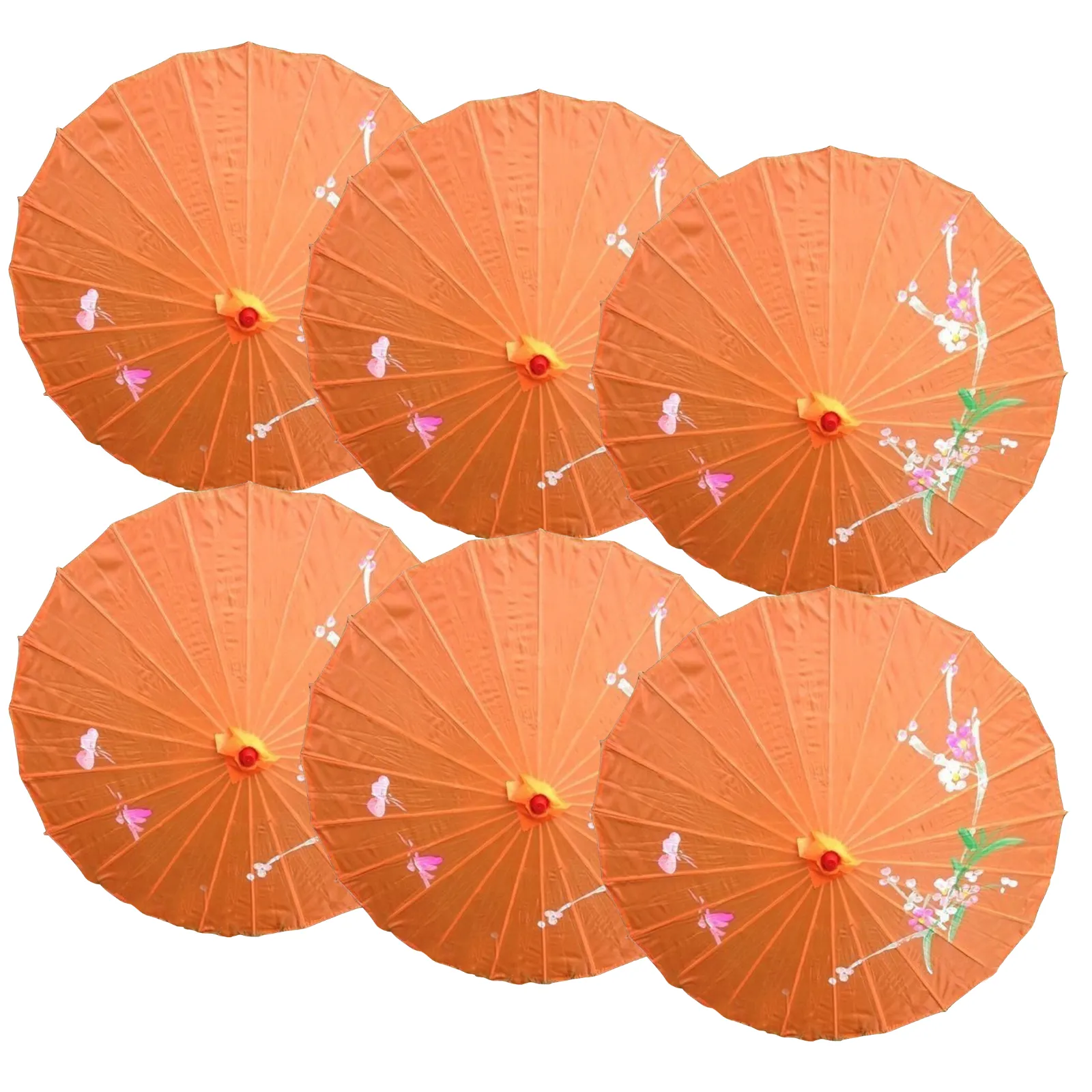 6x PARASOL UMBRELLA Chinese Japanese Bamboo Flower Pattern 80cm Large BULK