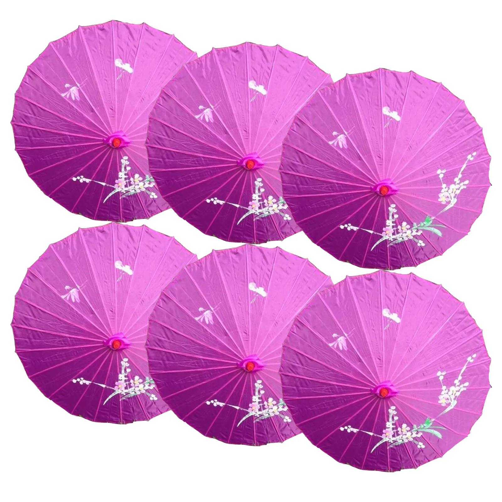 6x PARASOL UMBRELLA Chinese Japanese Bamboo Flower Pattern 80cm Large BULK