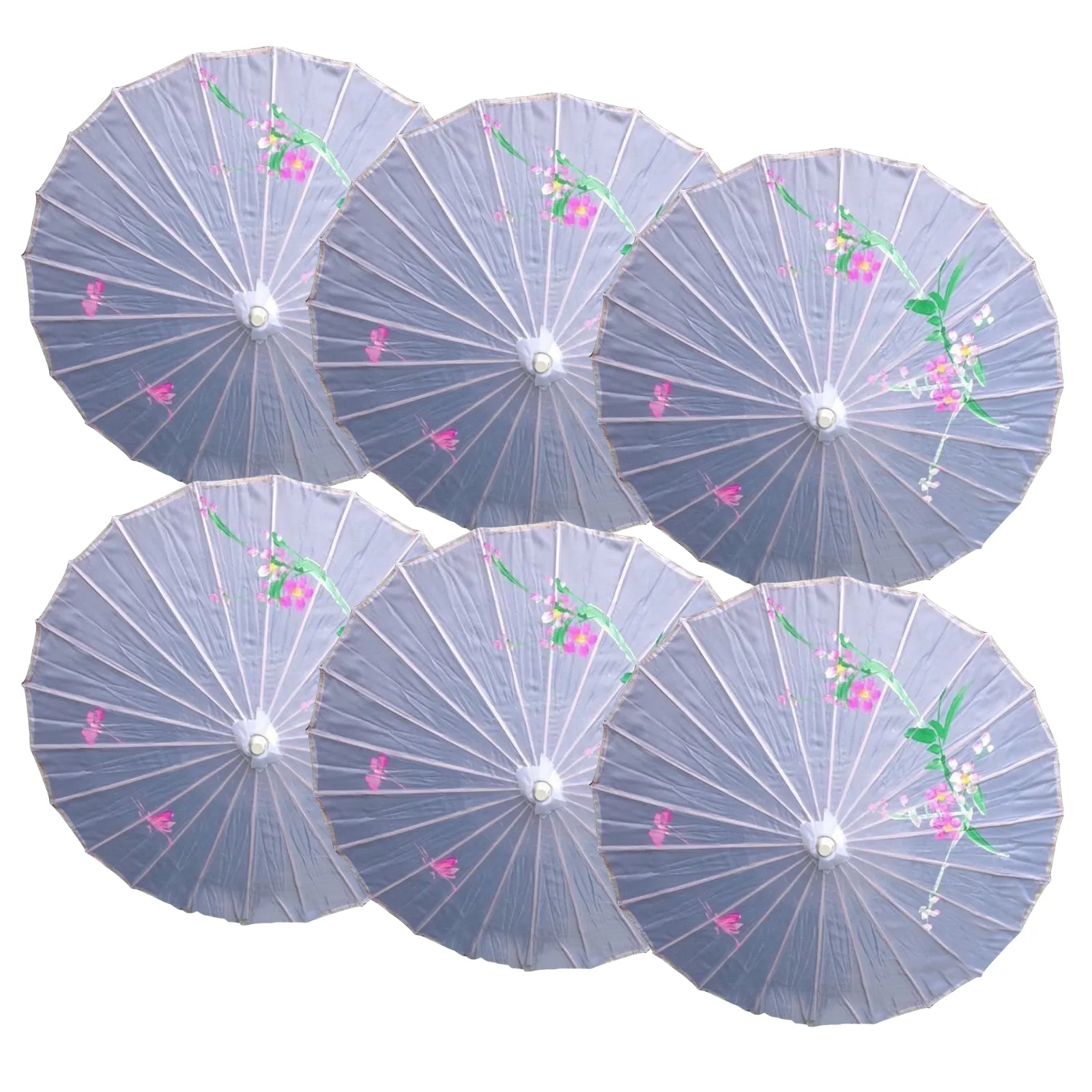 6x PARASOL UMBRELLA Chinese Japanese Bamboo Flower Pattern 80cm Large BULK