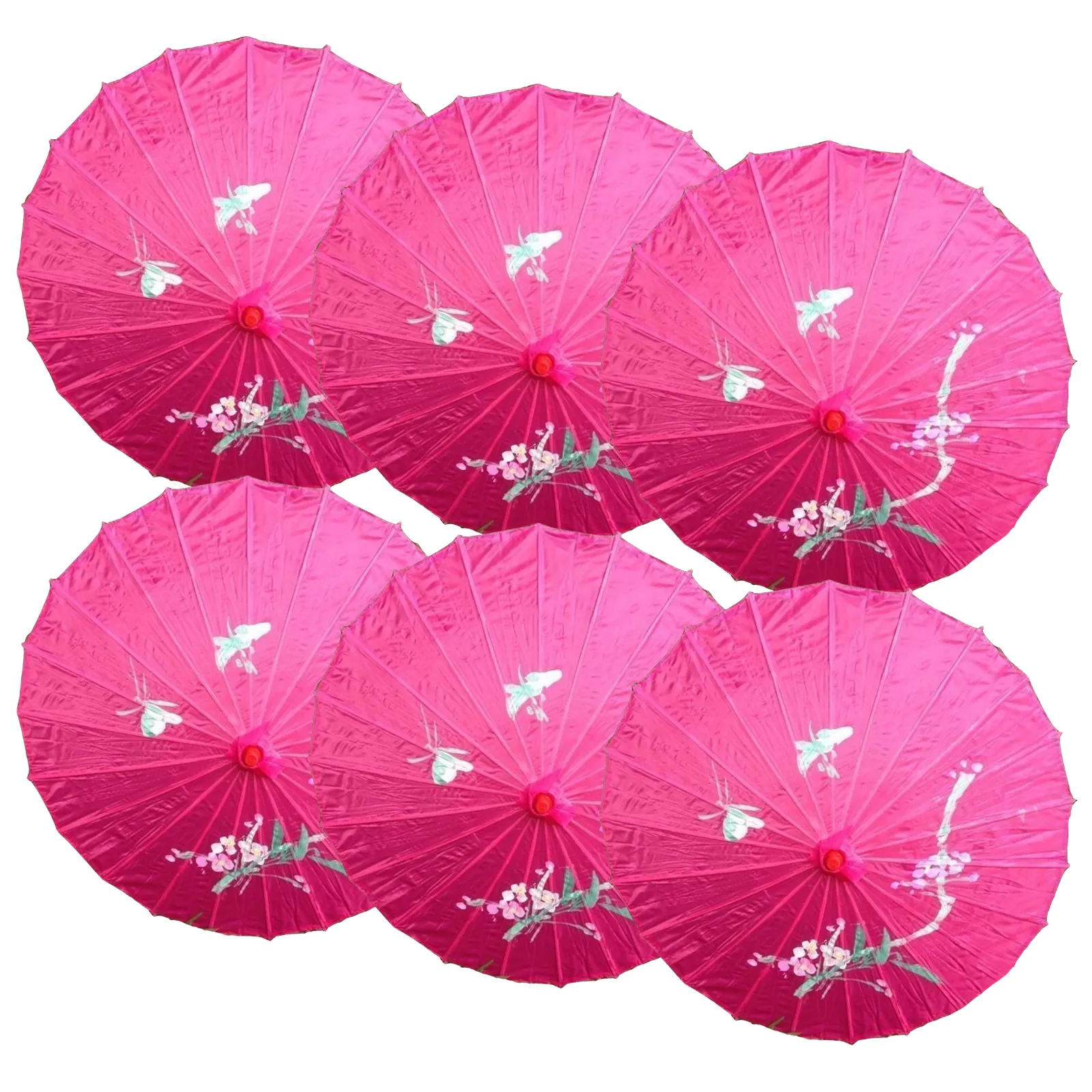 6x PARASOL UMBRELLA Chinese Japanese Bamboo Flower Pattern 80cm Large BULK