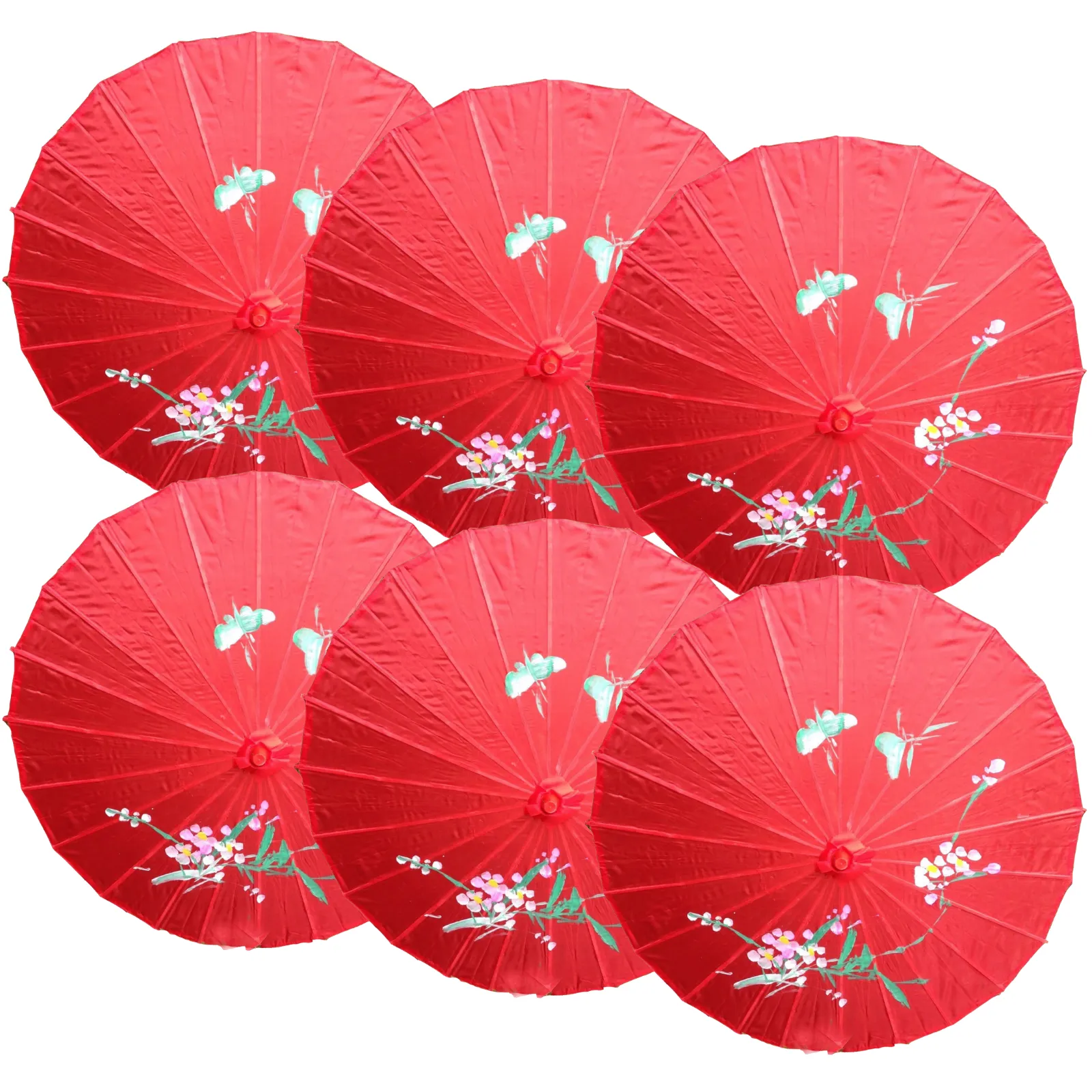 6x PARASOL UMBRELLA Chinese Japanese Bamboo Flower Pattern 80cm Large BULK