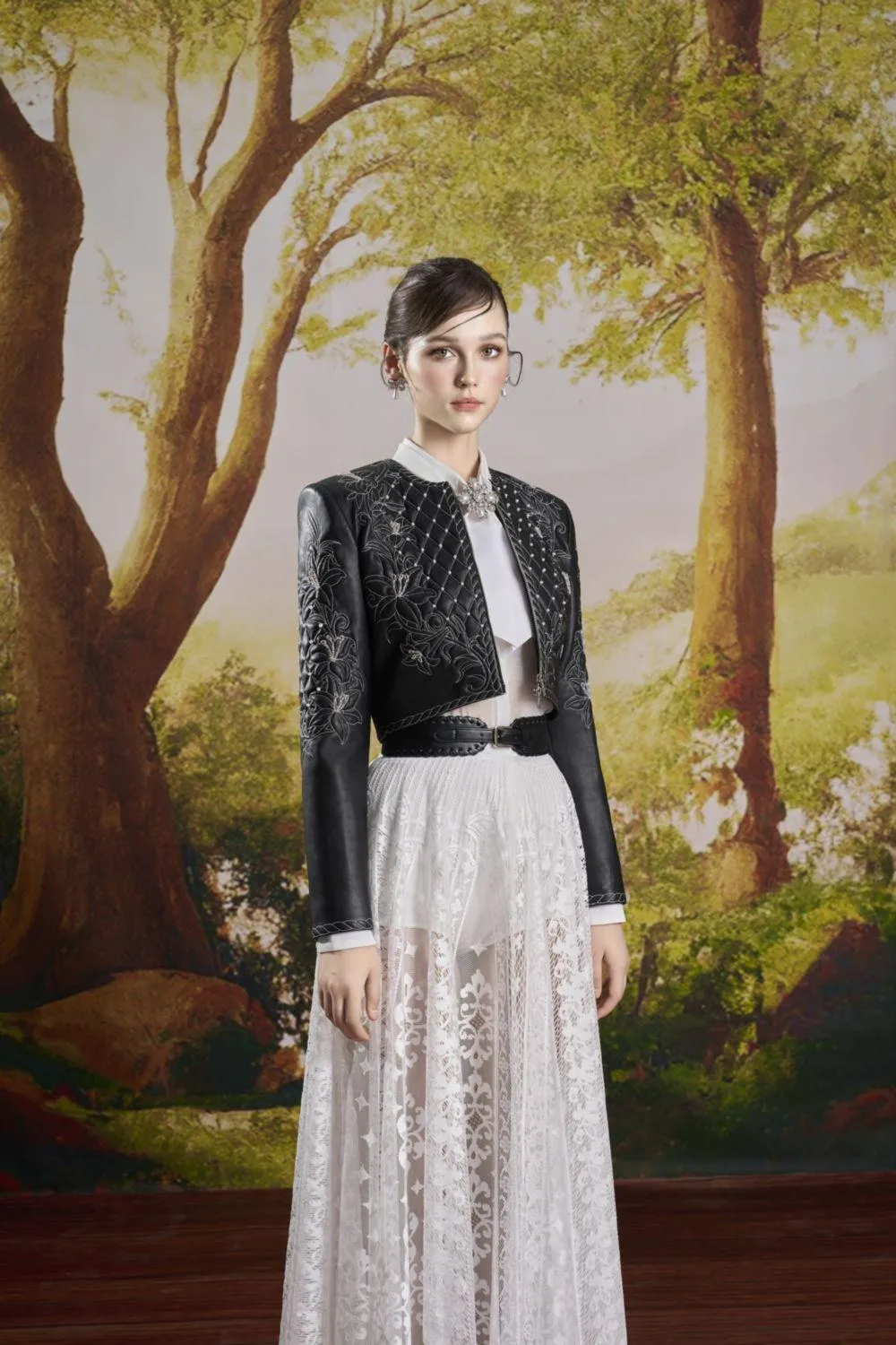 Agnes A-line High Waist Lace Midi Skirt