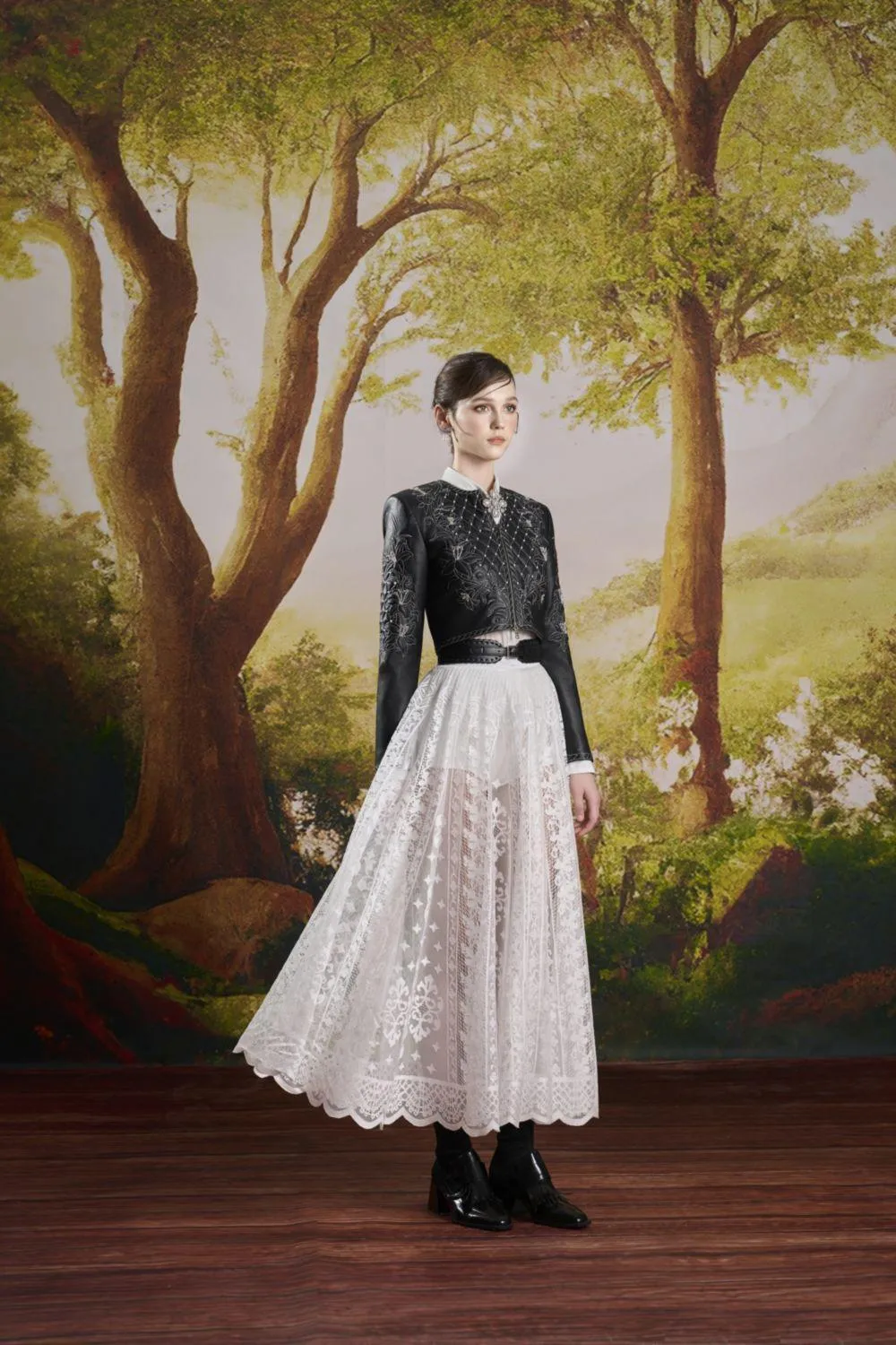 Agnes A-line High Waist Lace Midi Skirt
