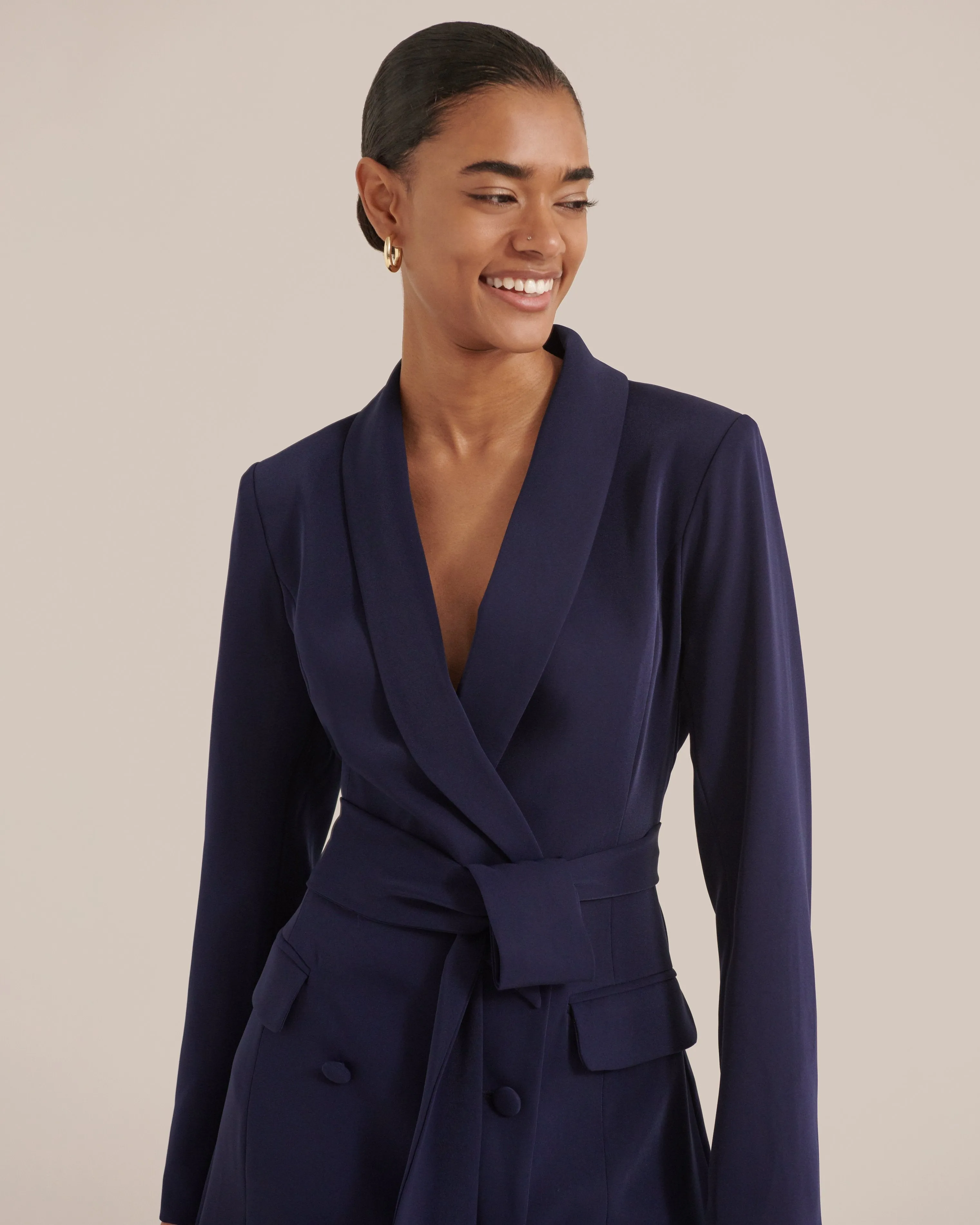 Alexandra Tie-Front Tuxedo Dress