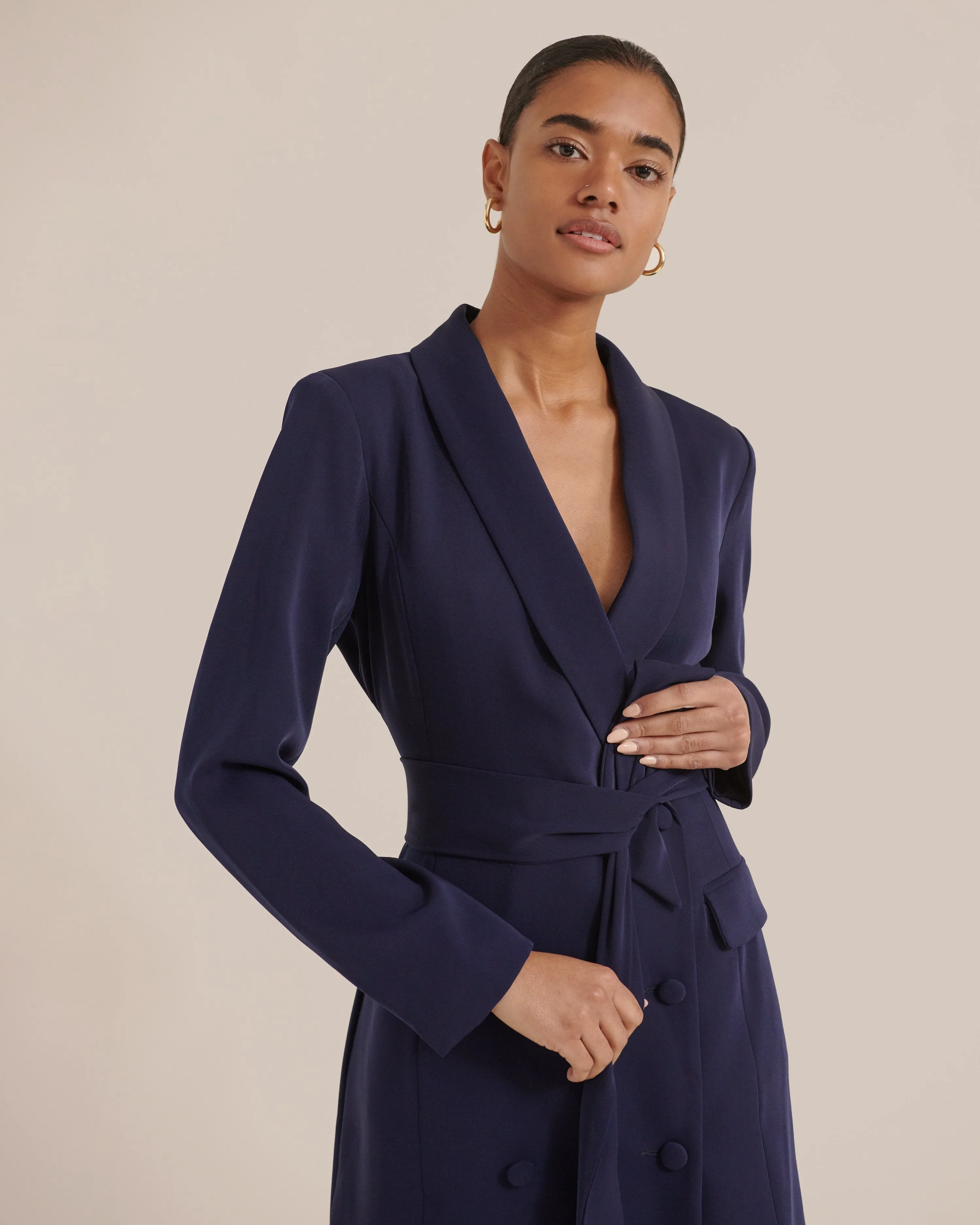 Alexandra Tie-Front Tuxedo Dress