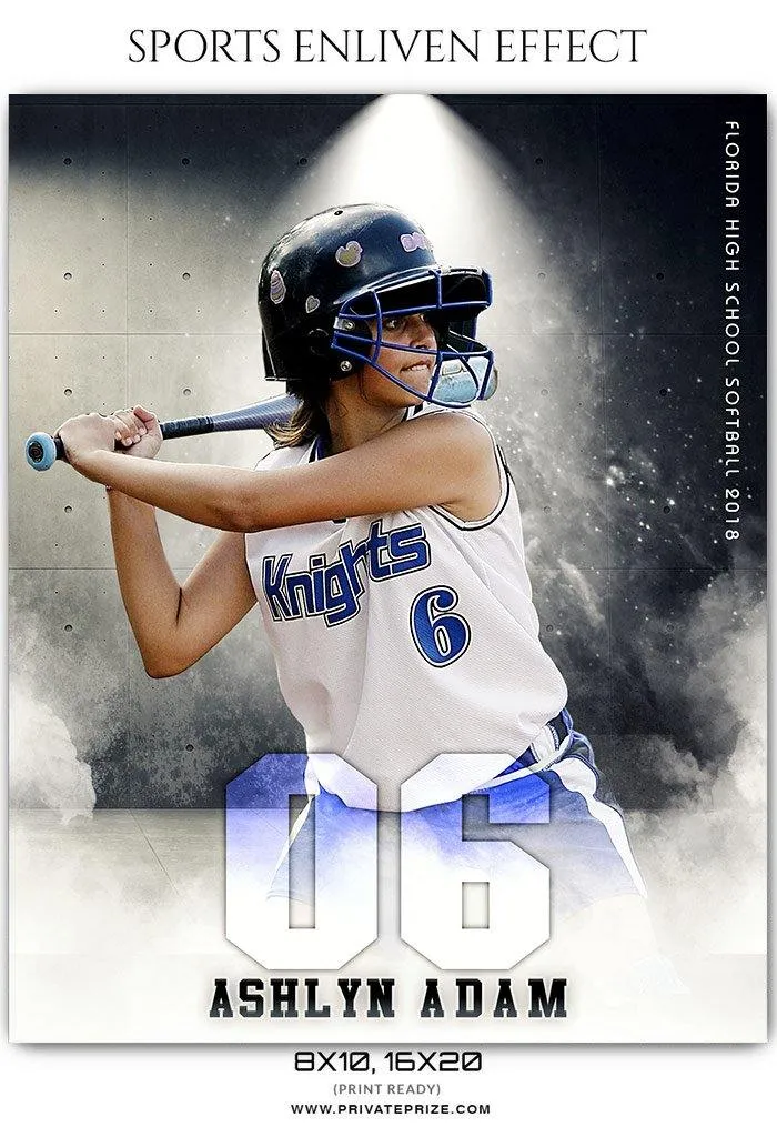 Ashlyn Adam - Softball Sports Enliven Effect Photography Template