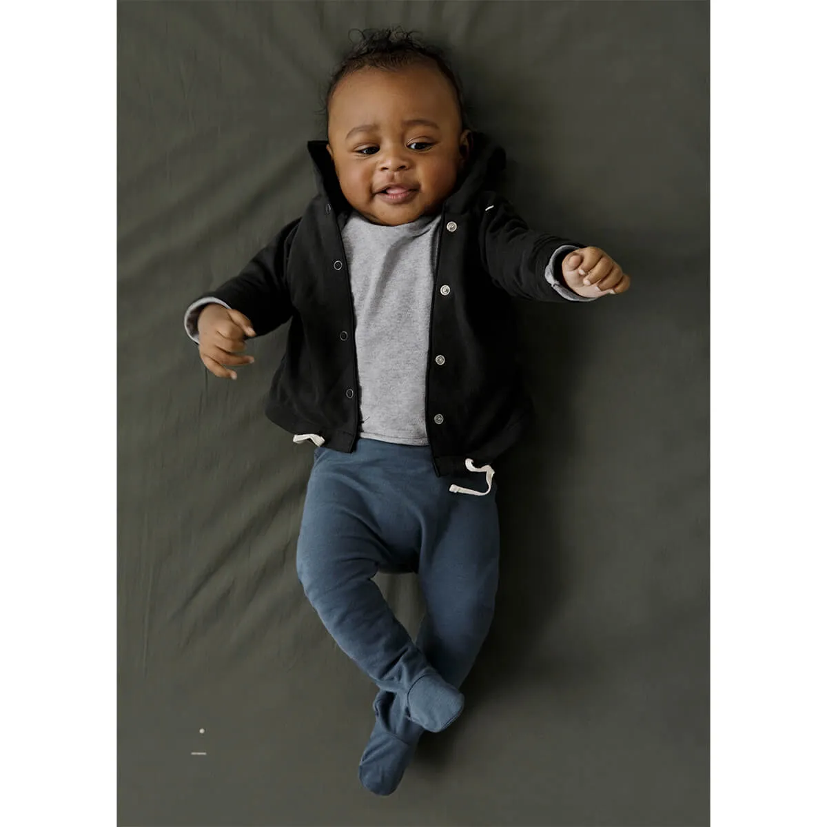 Baby Hooded Cardigan in Nearly Black by Gray Label - Last One In Stock - 0-3 Months
