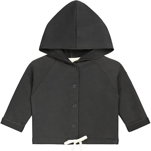 Baby Hooded Cardigan in Nearly Black by Gray Label - Last One In Stock - 0-3 Months