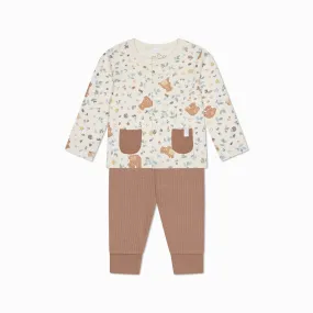 Bear Cardigan & Ribbed Leggings Outfit