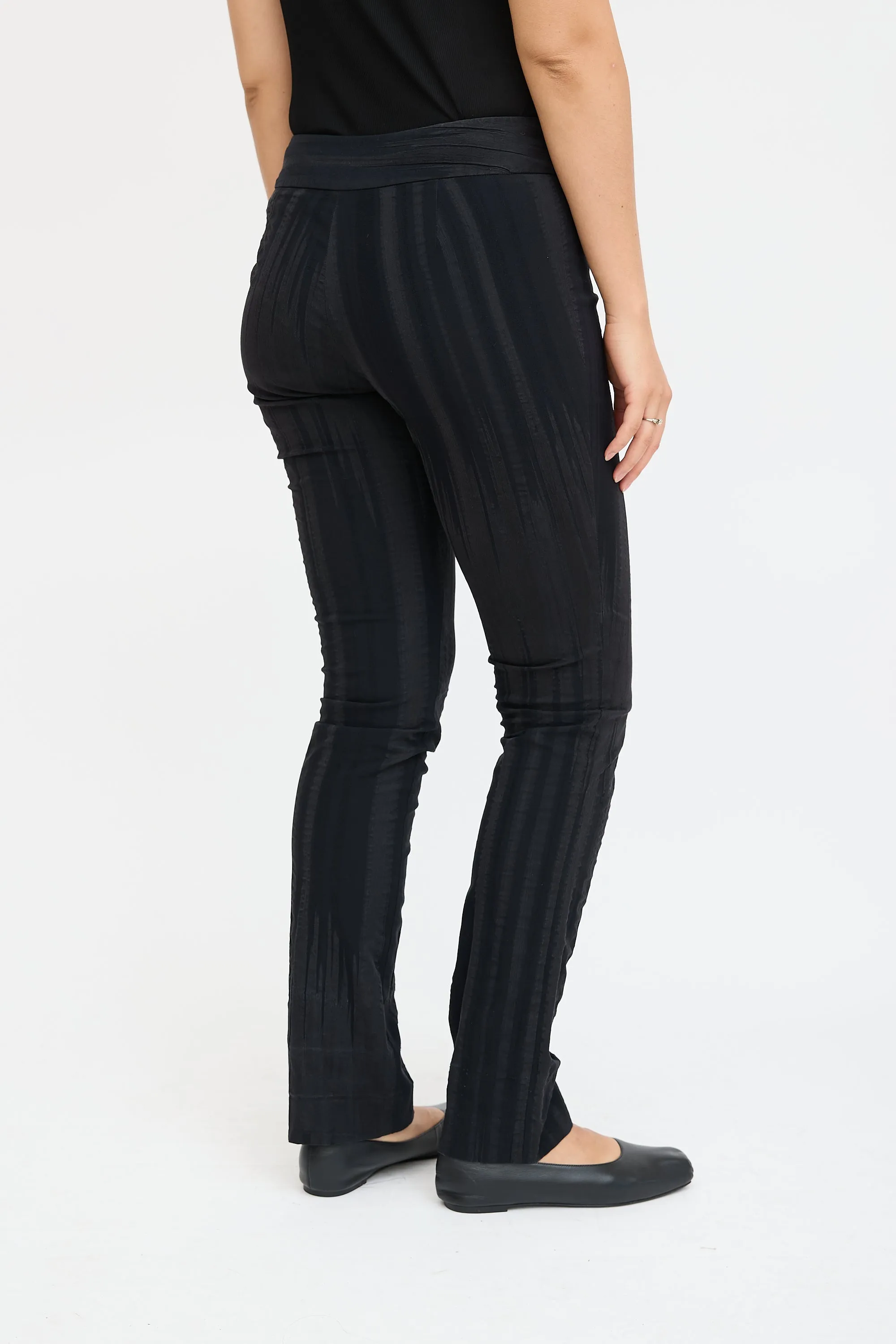 Black Textured Straight Leg Trouser