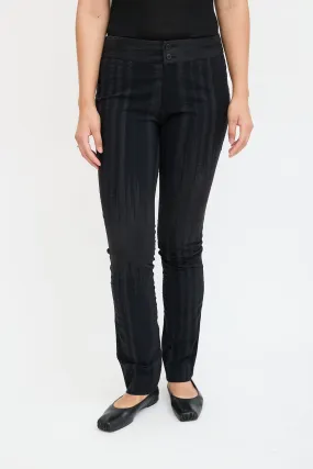 Black Textured Straight Leg Trouser