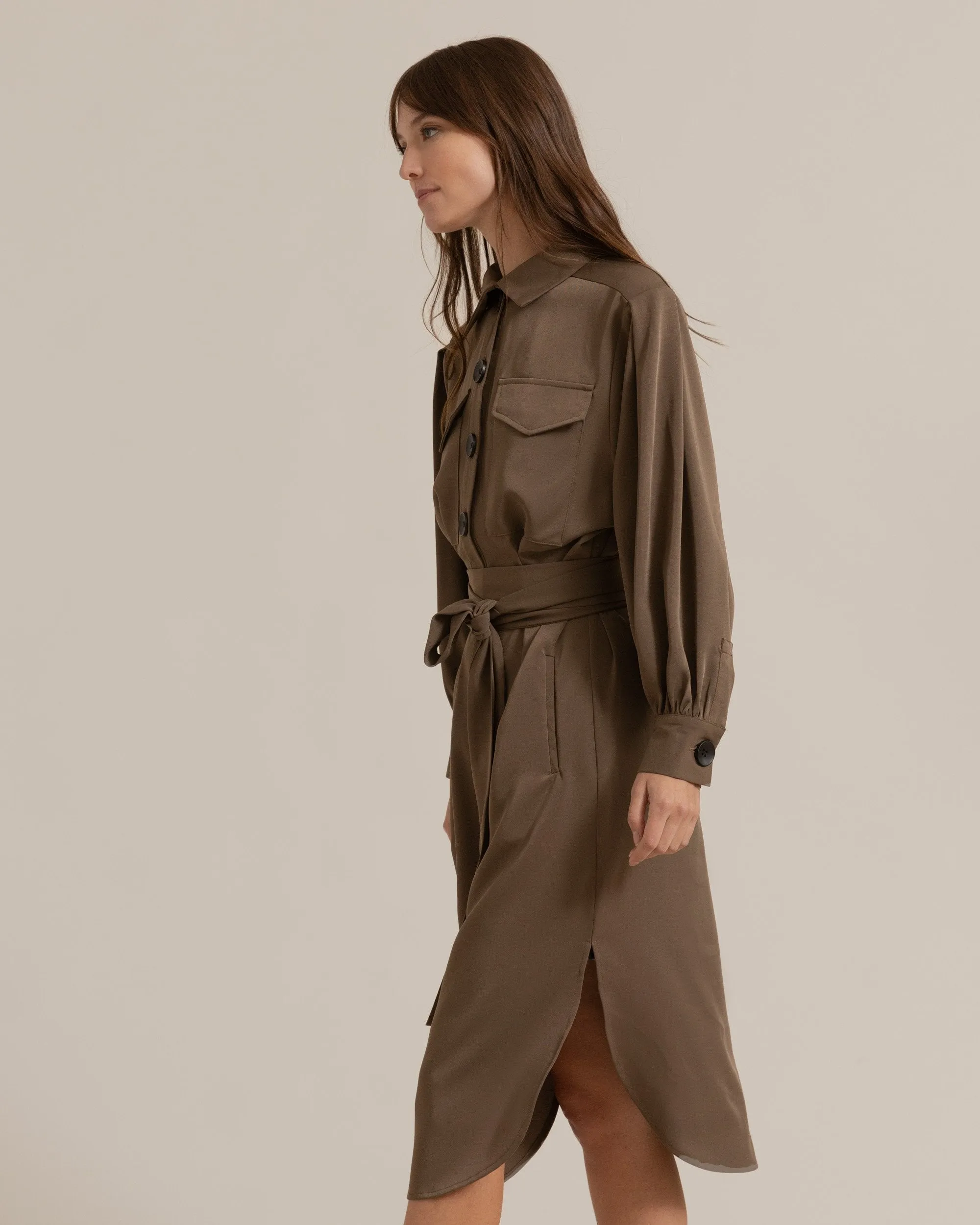 Brenda Tie-Front Shirt Dress