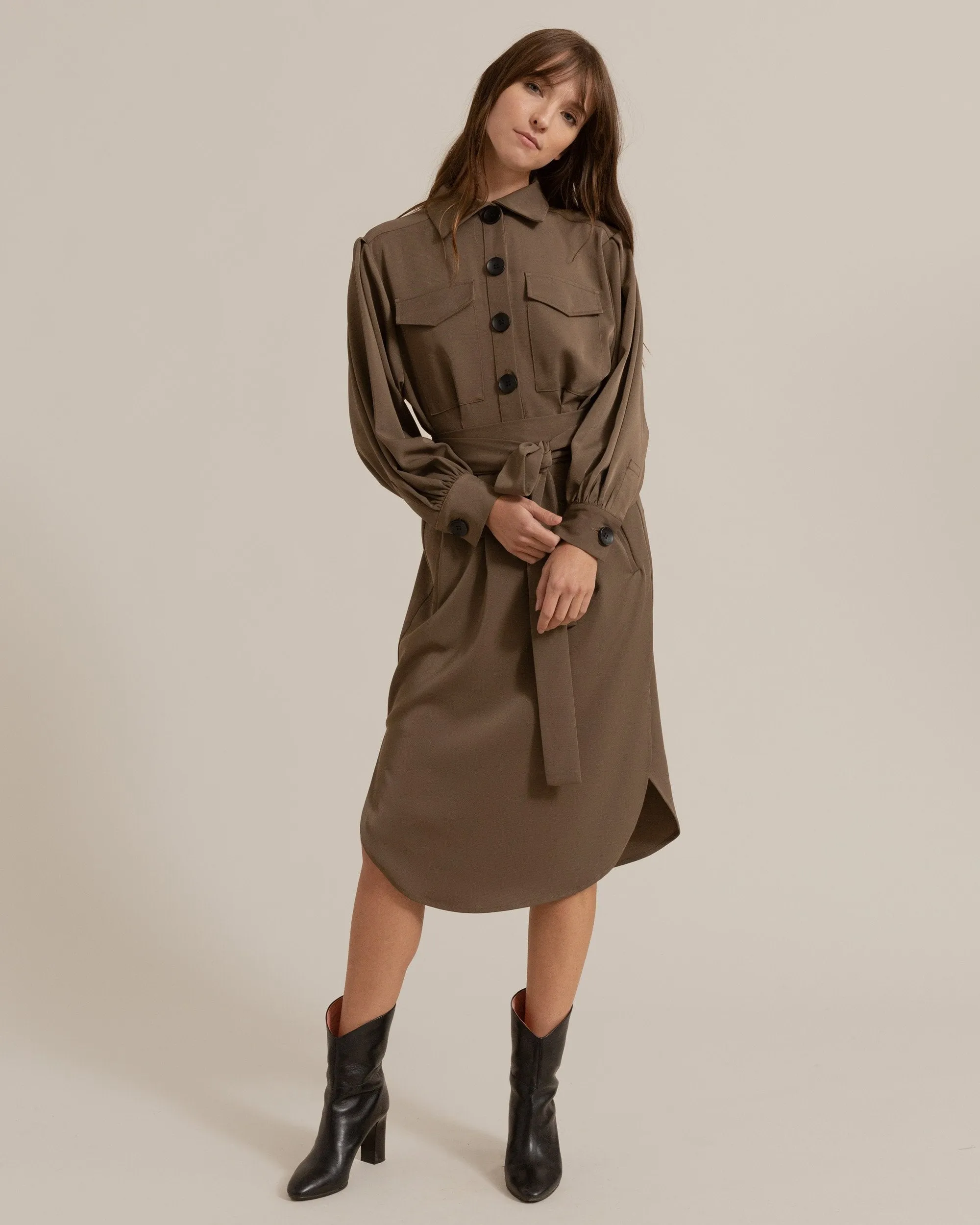 Brenda Tie-Front Shirt Dress