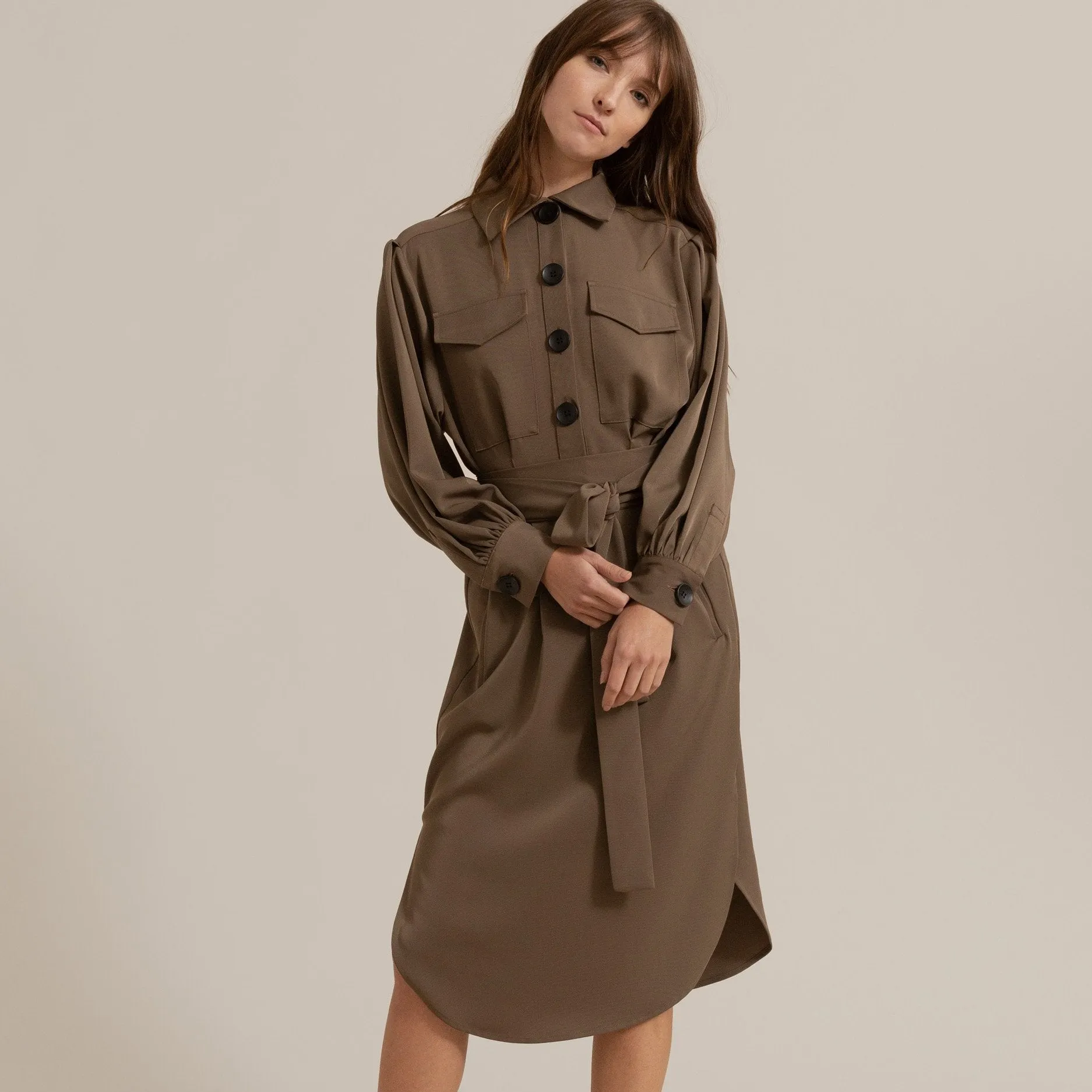 Brenda Tie-Front Shirt Dress