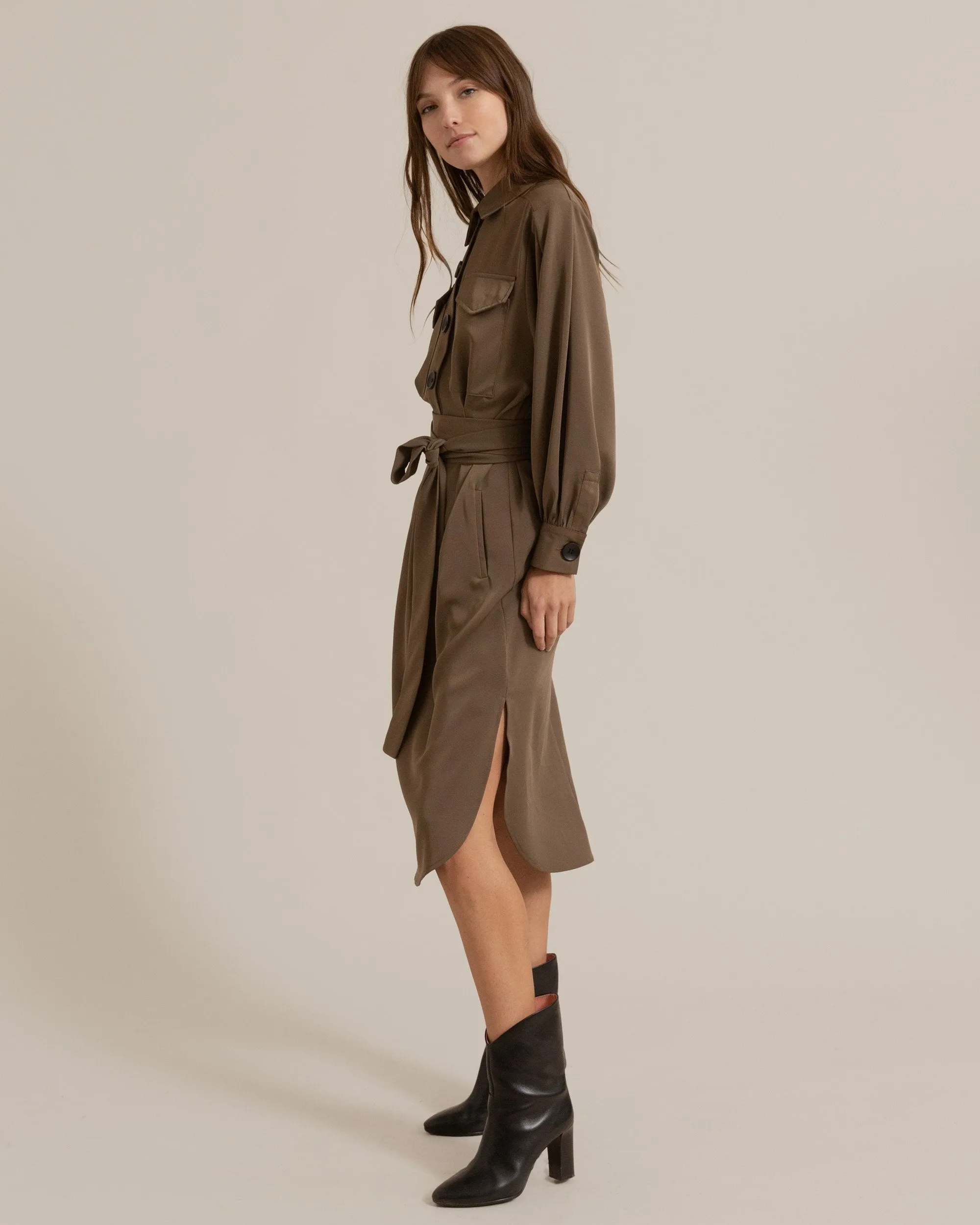 Brenda Tie-Front Shirt Dress
