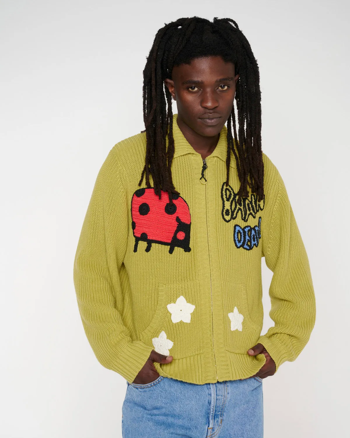 Buggin' Out Crochet Zip Cardigan - Olive