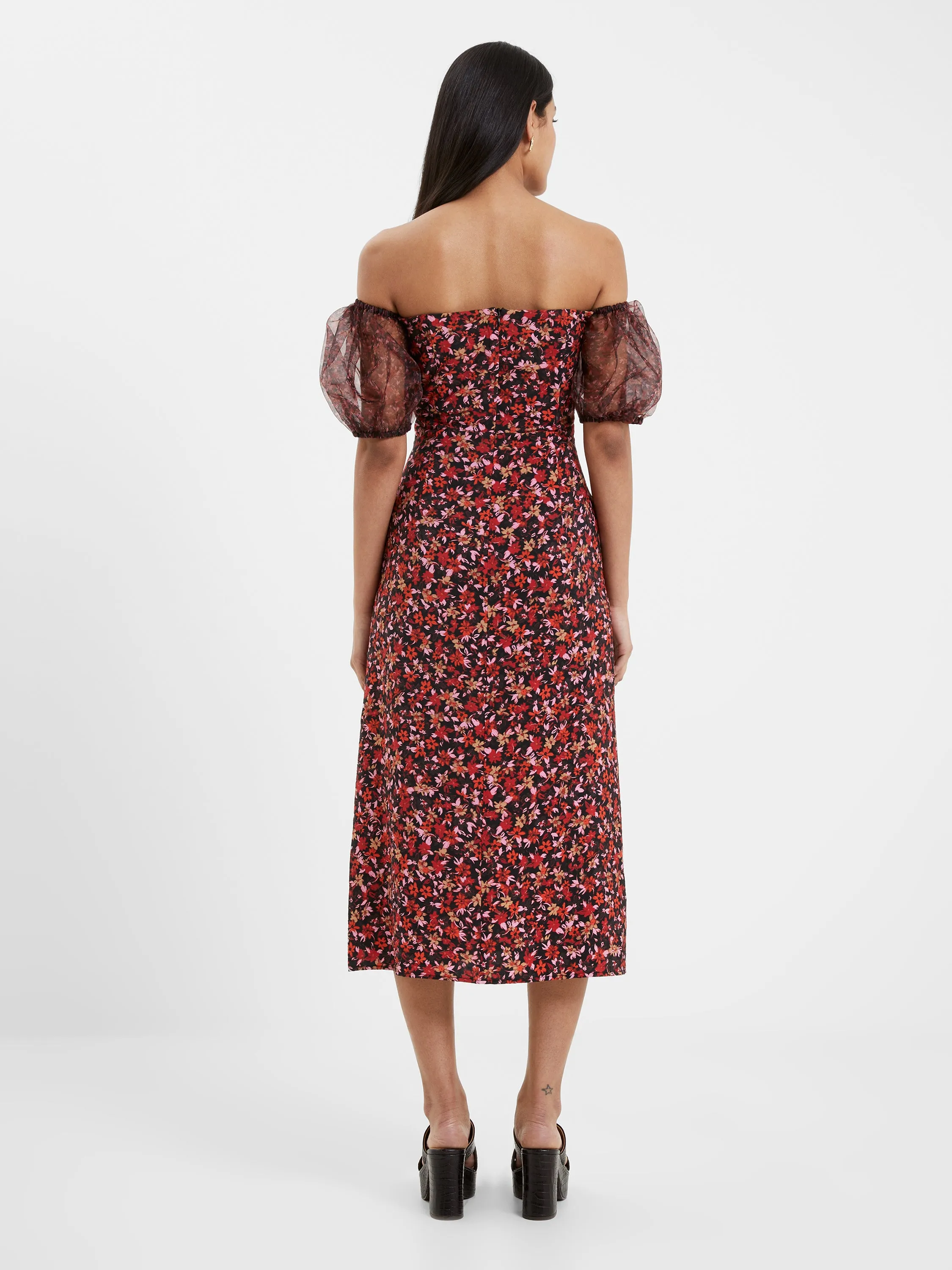 Clara Flavia Puff Sleeve Midi Dress