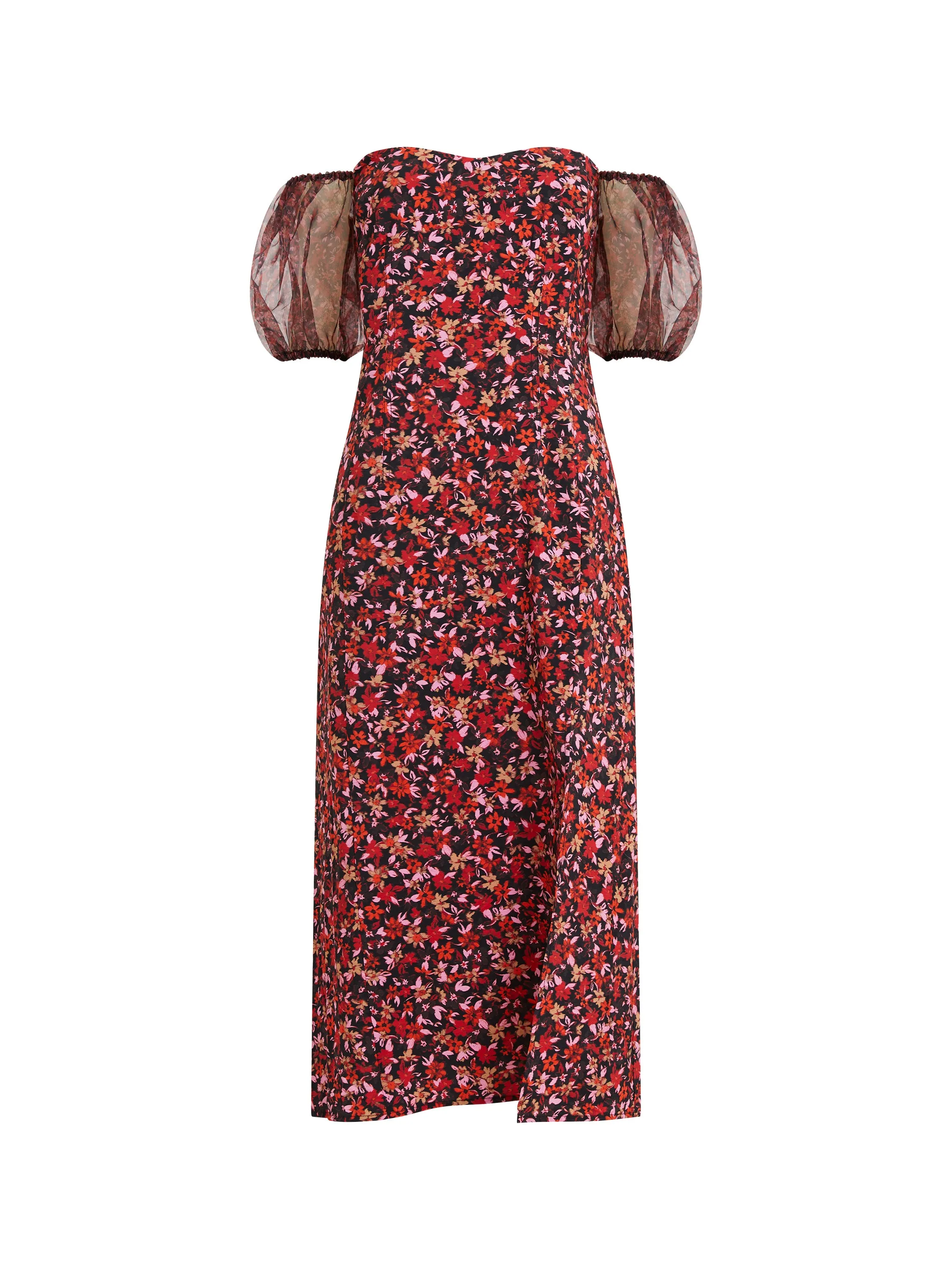 Clara Flavia Puff Sleeve Midi Dress