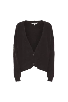 Claudine Deep V-Neck Cardigan - Chocolate Plum