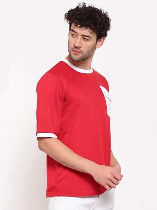 Cotton Color Block Half Sleeves Mens Round Neck T-Shirt