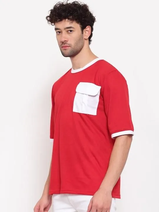 Cotton Color Block Half Sleeves Mens Round Neck T-Shirt