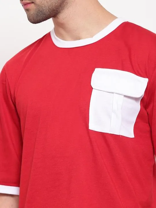 Cotton Color Block Half Sleeves Mens Round Neck T-Shirt