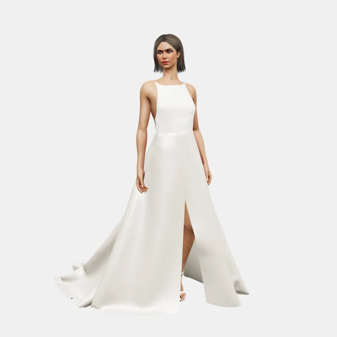 Crew boat neck  a-line wrapped