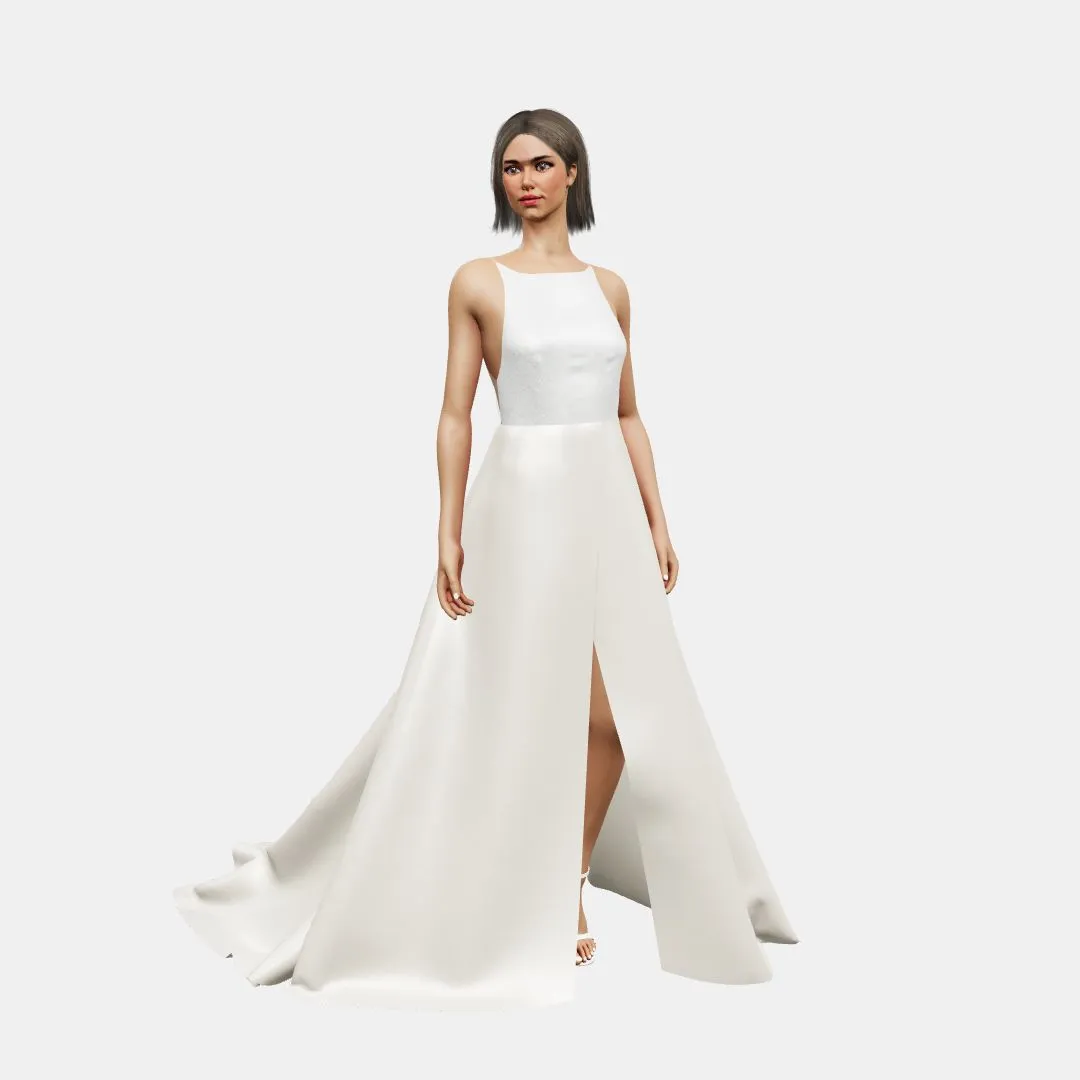 Crew boat neck a-line wrapped