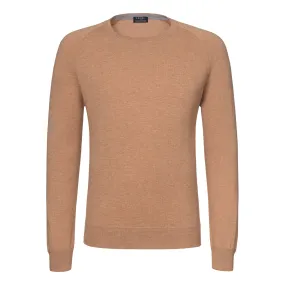 Crew-Neck Cotton-Cashmere Blend Pullover in Orange Melange