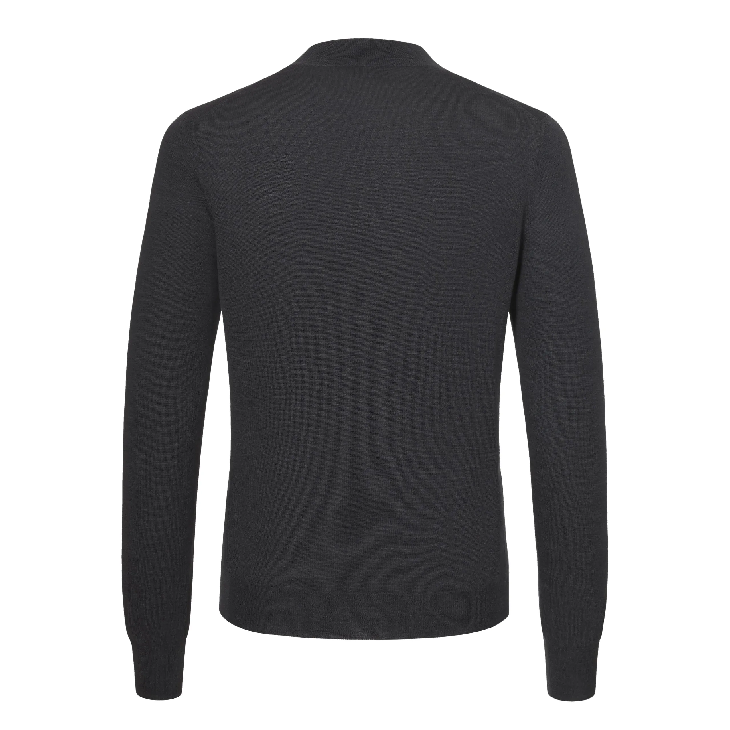 Crew-Neck Wool Pullover in Dark Grey Melange