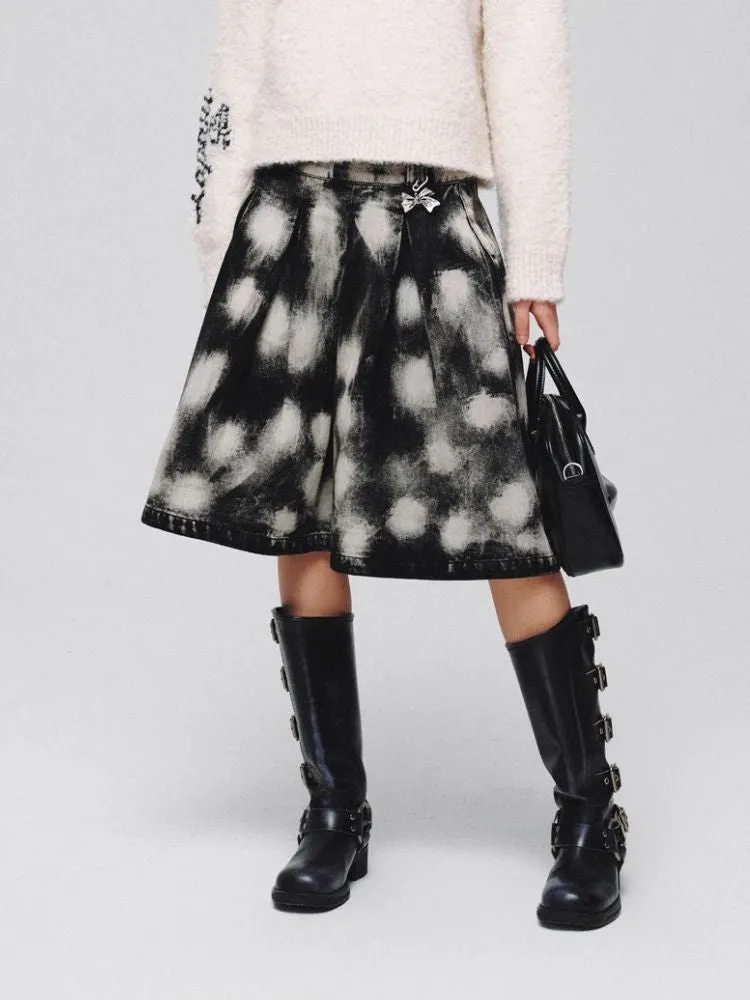 Denim Wide Pleated Umbrella Skirt【s0000006180】