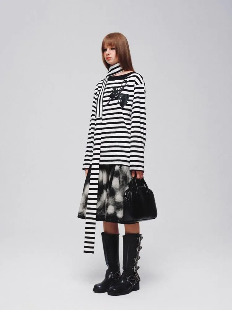 Denim Wide Pleated Umbrella Skirt【s0000006180】