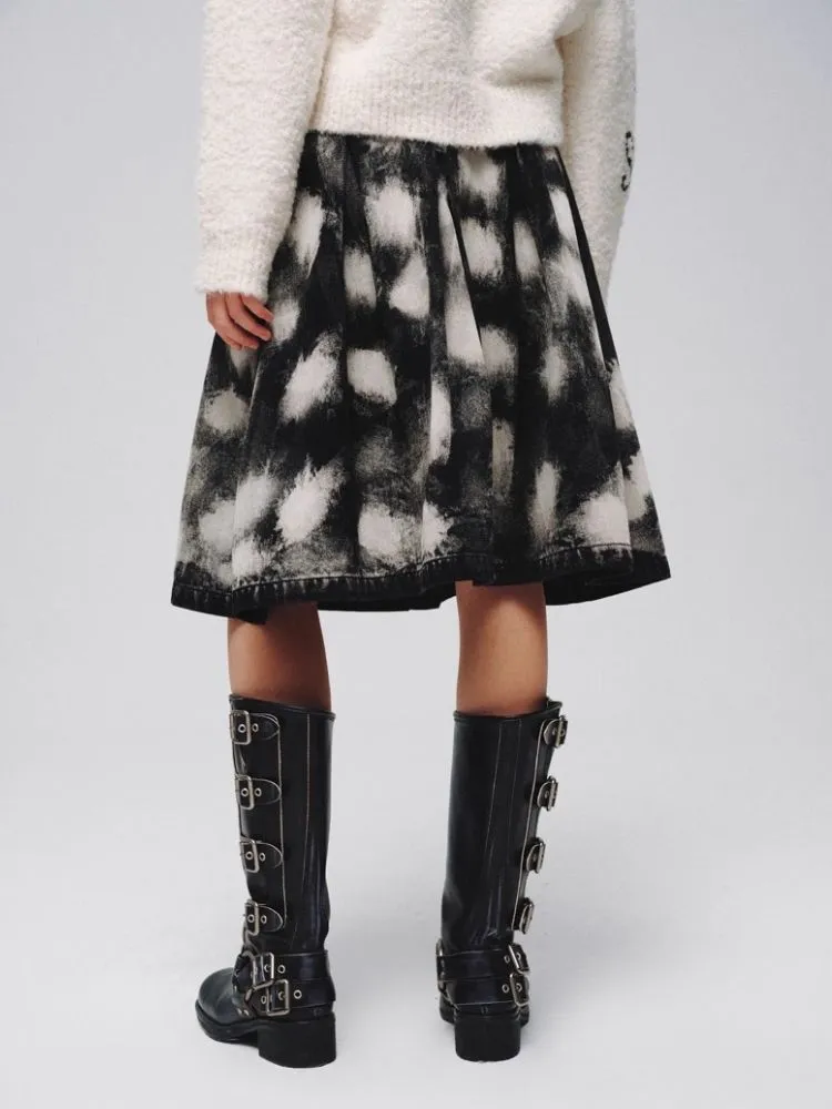 Denim Wide Pleated Umbrella Skirt【s0000006180】