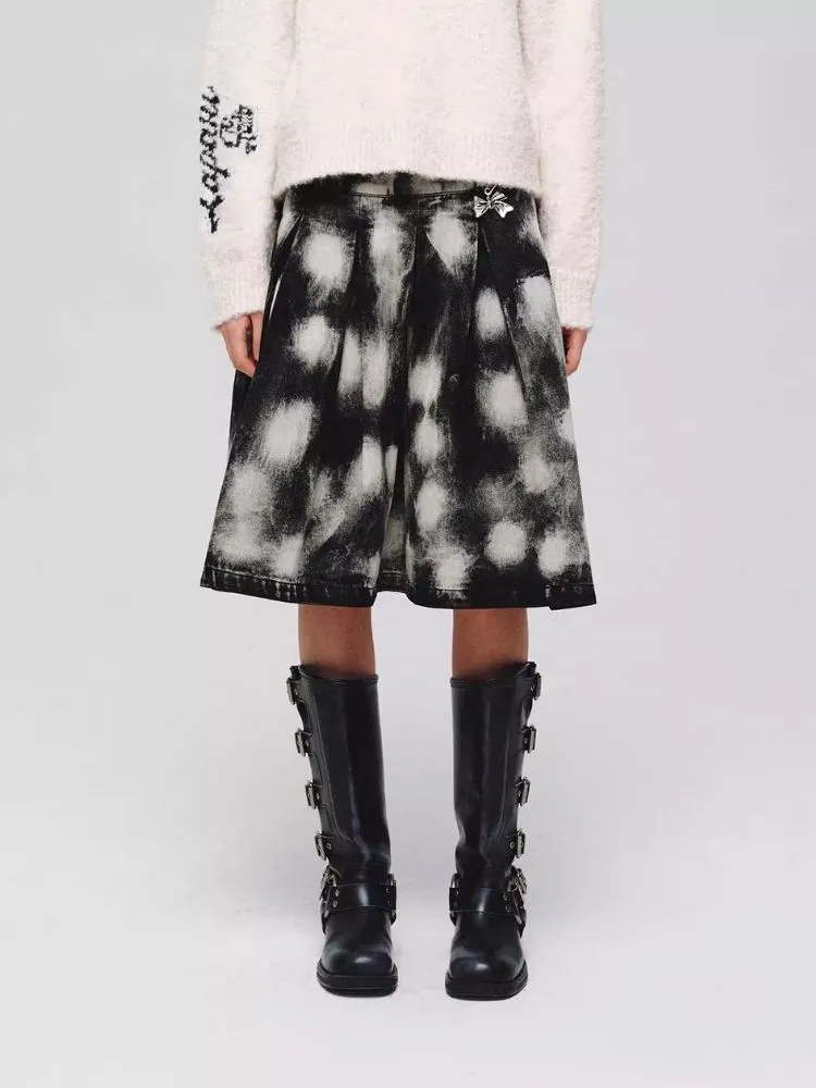 Denim Wide Pleated Umbrella Skirt【s0000006180】