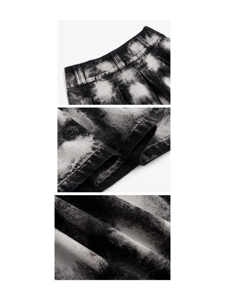 Denim Wide Pleated Umbrella Skirt【s0000006180】