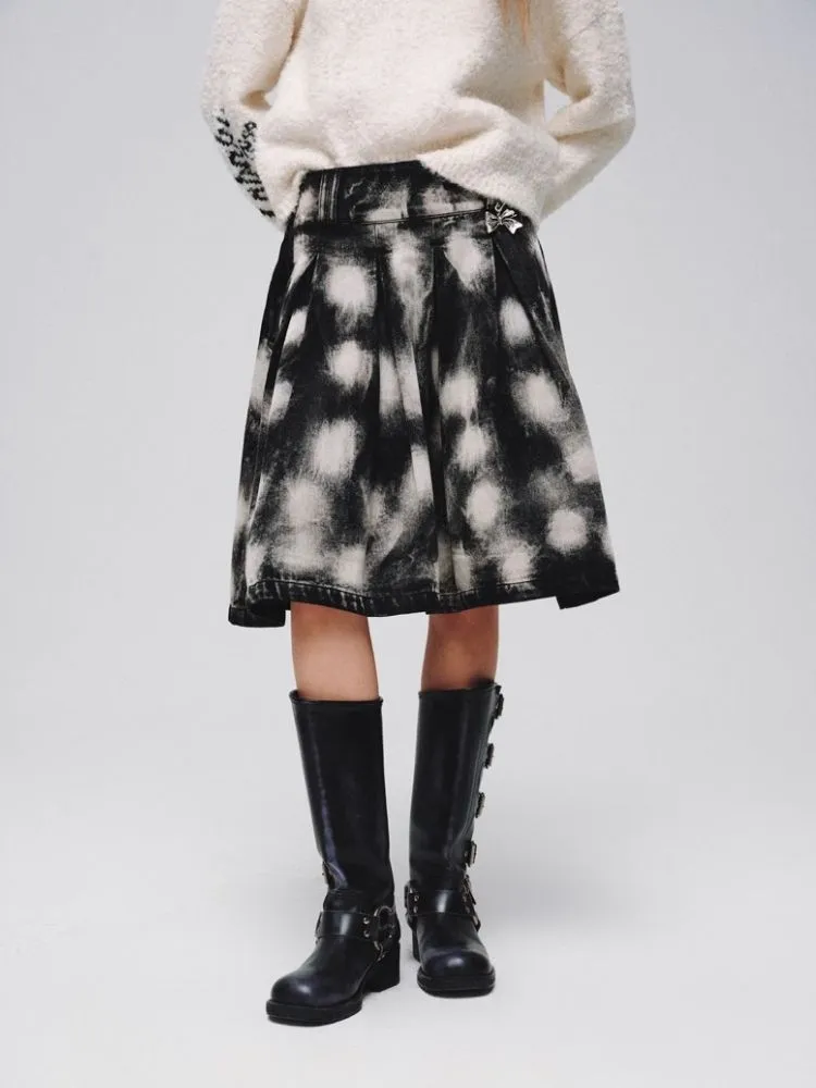 Denim Wide Pleated Umbrella Skirt【s0000006180】