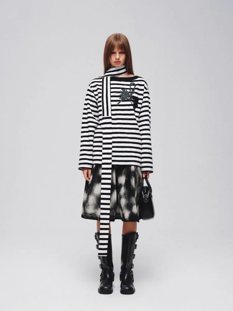 Denim Wide Pleated Umbrella Skirt【s0000006180】