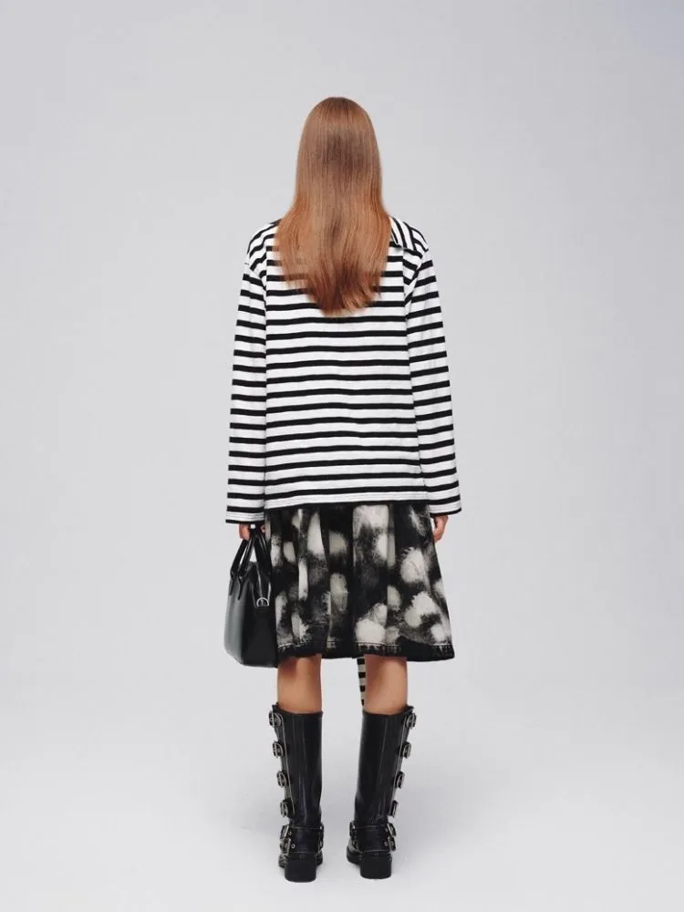 Denim Wide Pleated Umbrella Skirt【s0000006180】