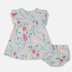 Deux Par Deux Dress & Bloomer Set - Printed Flowers